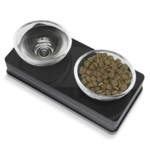 CATIT Style Glass Diner Doppelnapfst�nder - Schwarz